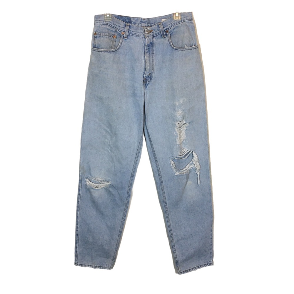 Vintage Levis 560 Distressed Loose Fit High Waisted Light Wash Jeans Size 32